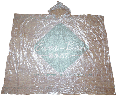 China Disposable transparent  clear rain poncho manufacturer